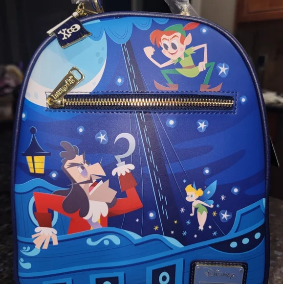 NWT LOUNGEFLY CAPTAIN HOOK PETER PAN MINI BACKPACK Loungefly Mini Backpack Peter Pan Captain Hook Skull Rock  main image 2